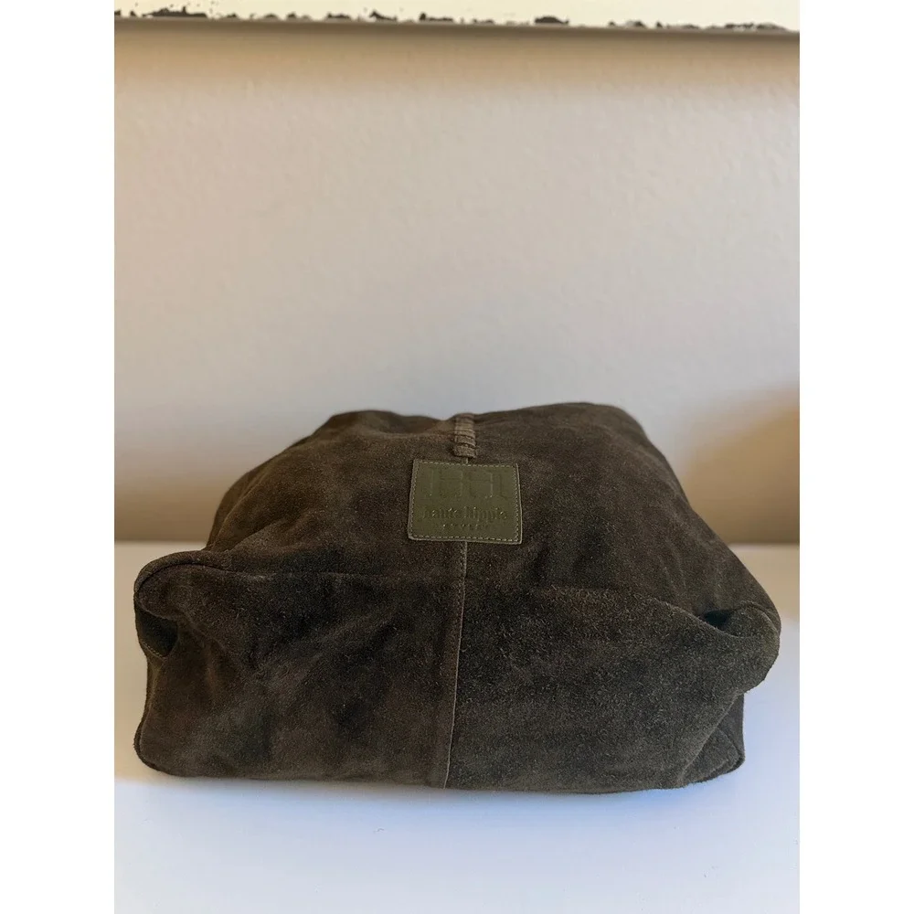 Haute Hippie Style Brown Suede Hobo Bag Whipstitch Boho Shoulder Bag NEW